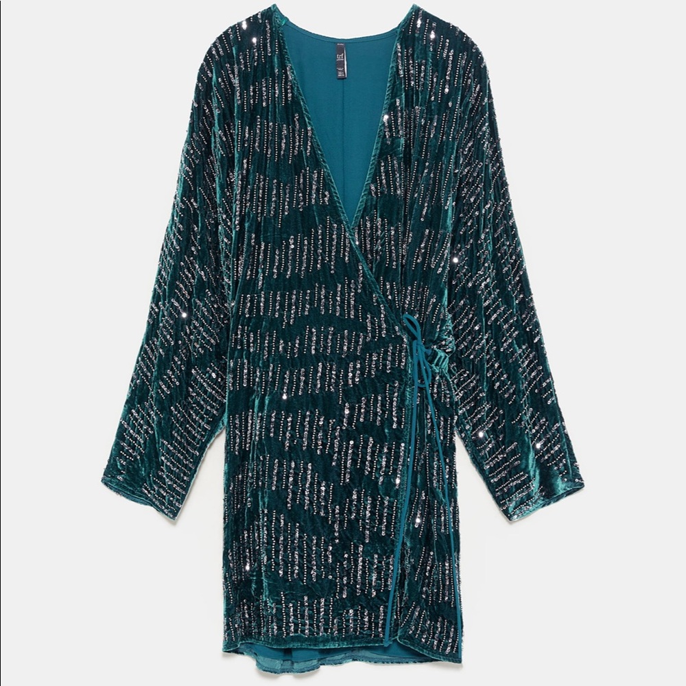 ZARA Sequined Velvet Dress - Picture 8 of 8